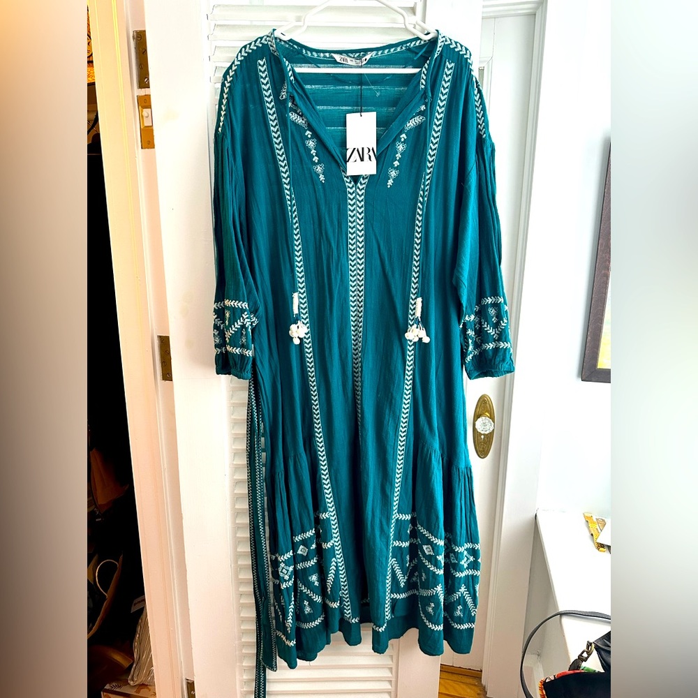 Zara large caftan style dress with tassels
